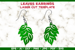 Leaves Earrings Laser Cut SVG Template, Botanical Leaf Earri Product Image 1