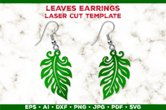 Leaves Earrings Laser Cut SVG Template, Botanical Leaf Earri Product Image 1