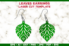 Leaves Earrings Laser Cut SVG Template, Botanical Leaf Earri Product Image 1