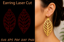 Leaf Earrings Laser Cut SVG Design Product Image 1