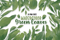 Watercolor Green Leaves PNG Clipart Bundle Product Image 1