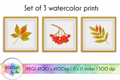 Set of 3 Watercolor Fall Prints | Autumn Leaves | Wall Art Product Image 1