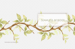 Green Leafy Branch Seamless Border PNG Product Image 2