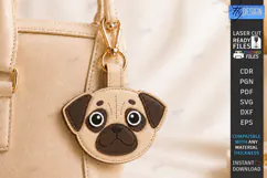 Leather Animal Keychain Bag Tag Laser Cut | Cute Pug | Dog Product Image 1