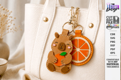 Leather Bag Charm Laser Cut | Capybara Keychain | Orange SVG Product Image 1