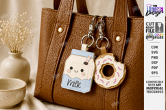 Leather Bag Charm Laser Cut | Milk and Donut Keychain | CNC Product Image 1