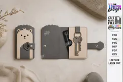 Animal Leather Key Holder Laser Cut | Hedgehog Card Holder Product Image 1