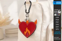Leather Keychain Laser Cut | Bag Tag | Bag Charm | Heart SVG Product Image 1
