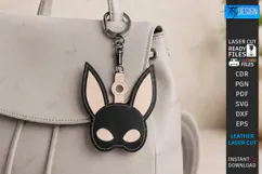 Leather Keychain Laser Cut | Bag Tag | Bunny Ears Bag Charm Product Image 1