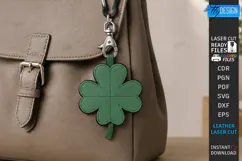 Leather Keychain Laser Cut | Bag Tag | Bag Charm | Clover Product Image 1