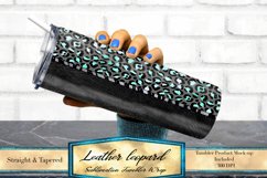 A leather and leopard print split seamless wrap design for a sublimation skinny tumbler.