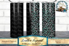 A leather and leopard print split seamless wrap design for a sublimation skinny tumbler.