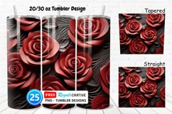 Leather Red Rose Flowers 20/30oz Tumbler, BONUS 25 Tumbler Product Image 1