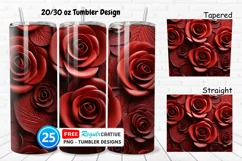 Leather Red Rose Flowers 20/30oz Tumbler, BONUS 25 Tumbler Product Image 1