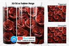 Leather Red Rose Flowers 20/30oz Tumbler, BONUS 25 Tumbler Product Image 1