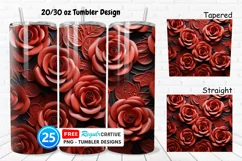 Leather Red Rose Flowers 20/30oz Tumbler, BONUS 25 Tumbler Product Image 1