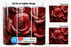Leather Red Rose Flowers 20/30oz Tumbler, BONUS 25 Tumbler Product Image 1