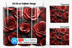 Leather Red Rose Flowers 20/30oz Tumbler, BONUS 25 Tumbler Product Image 1
