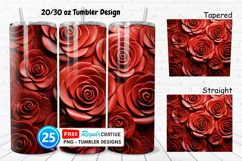 Leather Red Rose Flowers 20/30oz Tumbler, BONUS 25 Tumbler Product Image 1