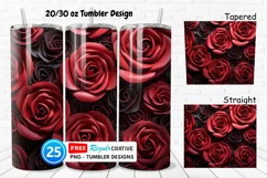 Leather Red Rose Flowers 20/30oz Tumbler, BONUS 25 Tumbler Product Image 1
