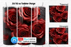 Leather Red Rose Flowers 20/30oz Tumbler, BONUS 25 Tumbler Product Image 1