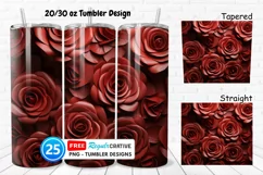 Leather Red Rose Flowers 20/30oz Tumbler, BONUS 25 Tumbler Product Image 1