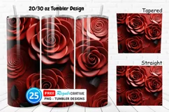 Leather Red Rose Flowers 20/30oz Tumbler, BONUS 25 Tumbler Product Image 1