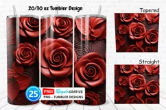 Leather Red Rose Flowers 20/30oz Tumbler, BONUS 25 Tumbler Product Image 1