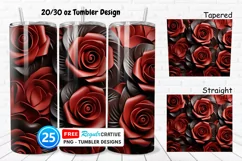 Leather Red Rose Flowers 20/30oz Tumbler, BONUS 25 Tumbler Product Image 1