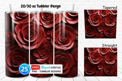 Leather Red Rose Flowers 20/30oz Tumbler, BONUS 25 Tumbler Product Image 1