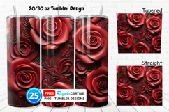 Leather Red Rose Flowers 20/30oz Tumbler, BONUS 25 Tumbler Product Image 1