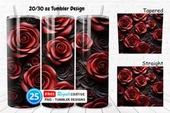 Leather Red Rose Flowers 20/30oz Tumbler, BONUS 25 Tumbler Product Image 1