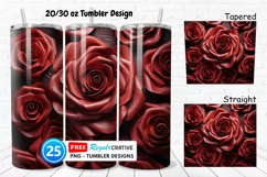 Leather Red Rose Flowers 20/30oz Tumbler, BONUS 25 Tumbler Product Image 1