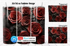 Leather Red Rose Flowers 20/30oz Tumbler, BONUS 25 Tumbler Product Image 1
