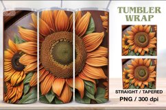 Seamless Leather Sunflowers Tumbler Wrap Sublimation, 20 oz Product Image 1