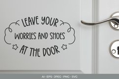 Leave Your Worries and Shoes at The Door - Funny Door Decal Product Image 1