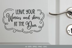 Leave Your Worries and Shoes at The Door - Funny Door Decal Product Image 1