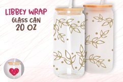 20oz Libbey glass can wrap Coffee mug decor Leaves Floral Product Image 1