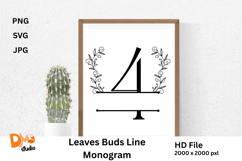 Leaves Buds Line Monogram - Graceful Style Product Image 1