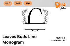 Leaves Buds Line Monogram - Graceful Style Product Image 1