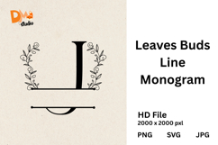 Leaves Buds Line Monogram - Graceful Style Product Image 1