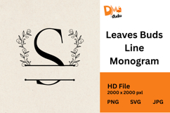 Leaves Buds Line Monogram - Graceful Style Product Image 1