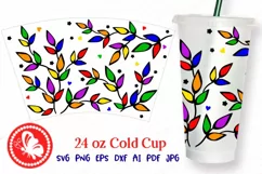 LGBT pride Gay colorful leaves Tumbler 24 OZ cold cup wrap Product Image 1