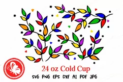 LGBT pride Gay colorful leaves Tumbler 24 OZ cold cup wrap Product Image 2