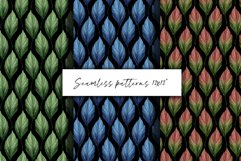 Leaves. Seamless patterns on black background Product Image 1