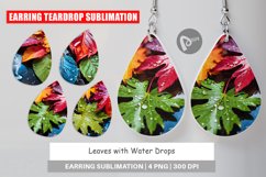 Earring Teardrop Leaves with Water Drops Product Image 1