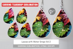 Earring Teardrop Leaves with Water Drops Product Image 1