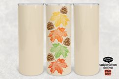 20 oz Skinny Tumbler Sublimation PNG - Fall Leaves Pinecones Product Image 1