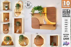LED Hanging Plant Shelf Laser Cut Bundle | Wall Decor | CNC Product Image 1
