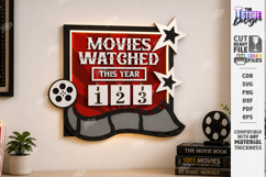 Led Lights Movies Counter - Cinema Tracker Sign Laser Cut Product Image 1